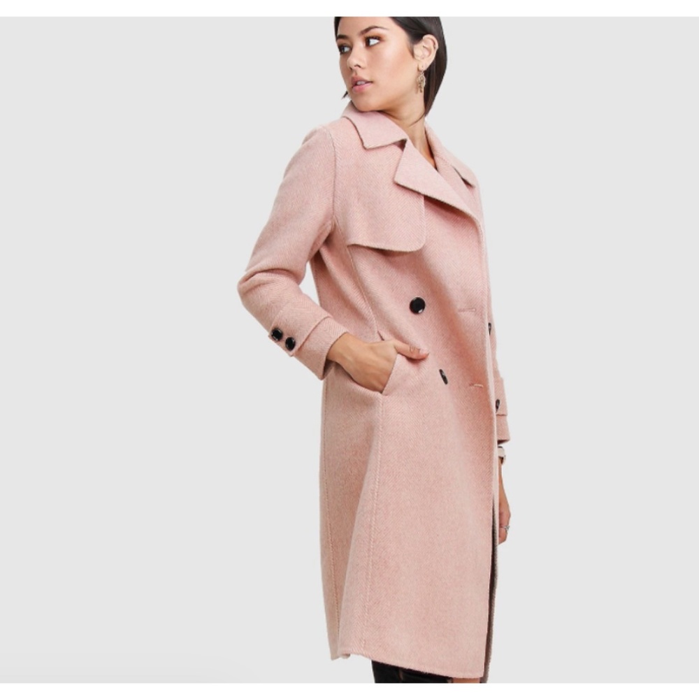NWT 100% wool Belle & Bloom Herringbone pink coat. - Picture 4 of 9
